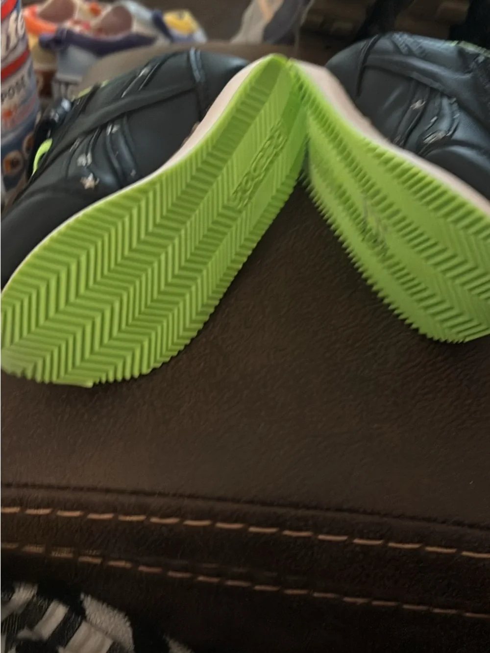 Reebok Kids Black & Bright Green Sneakers